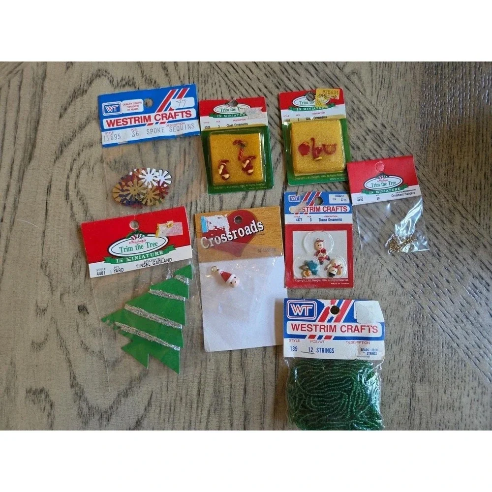 Vintage Westrim Crafts GLASS ORNAMENTS Micro Christmas NOS 80s Lot Of 8 New